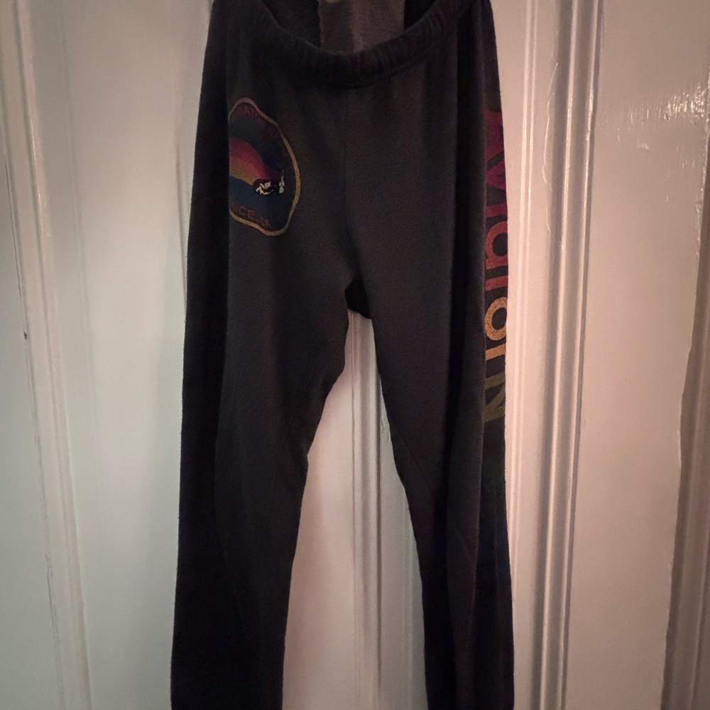 Aviator Nation Charcoal Sweatpants with Rainbow Graphic